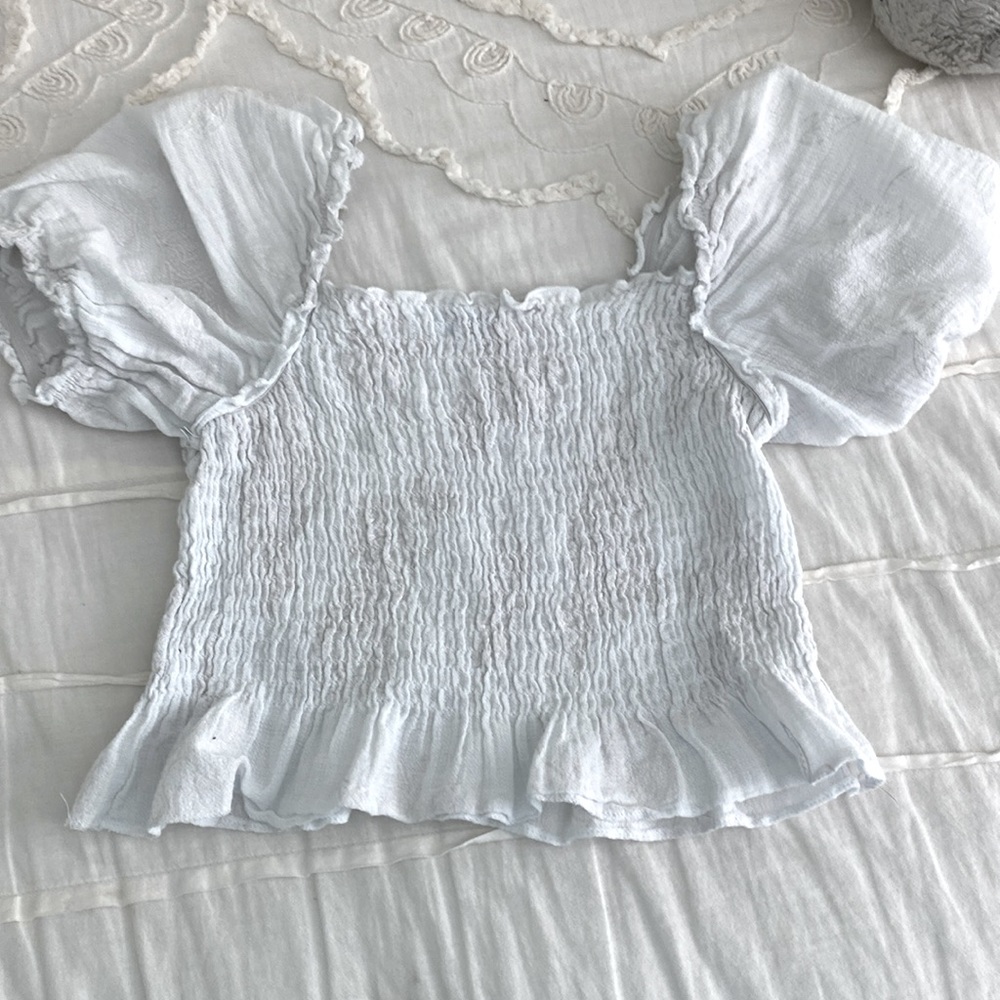 Smocked White Top | Size Y10